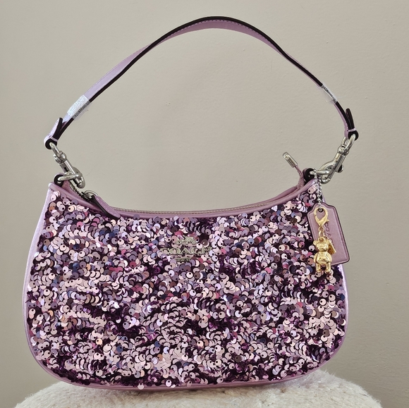 Coach Handbags - Coach New York Teri Shoulder Bag- purple sequins